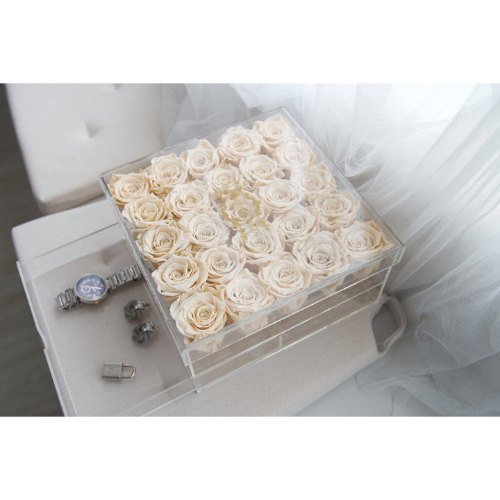 Twenty Five- Acrylic Rose Organiser - flower in a box